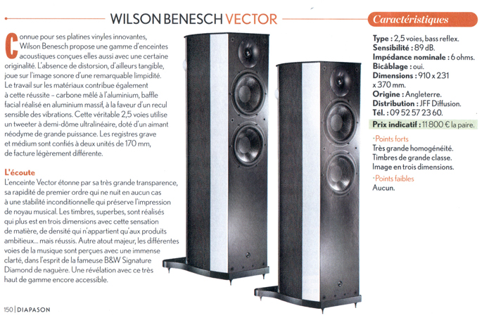 Wilson Benesch - Vector Loudspeaker - Geometry Series - Diapason Review