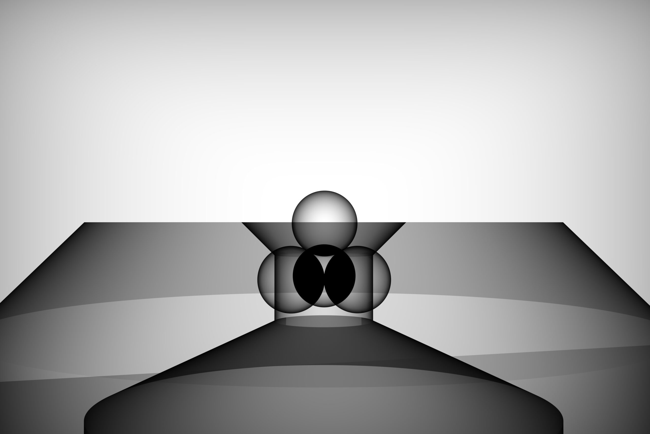 X-ray render of the GRAVITON® Ti Tonearm kinematic bearing, showing three ball bearings supporting a fourth centred above them, illustrating the ultra-precise Kinematic Bearing design.